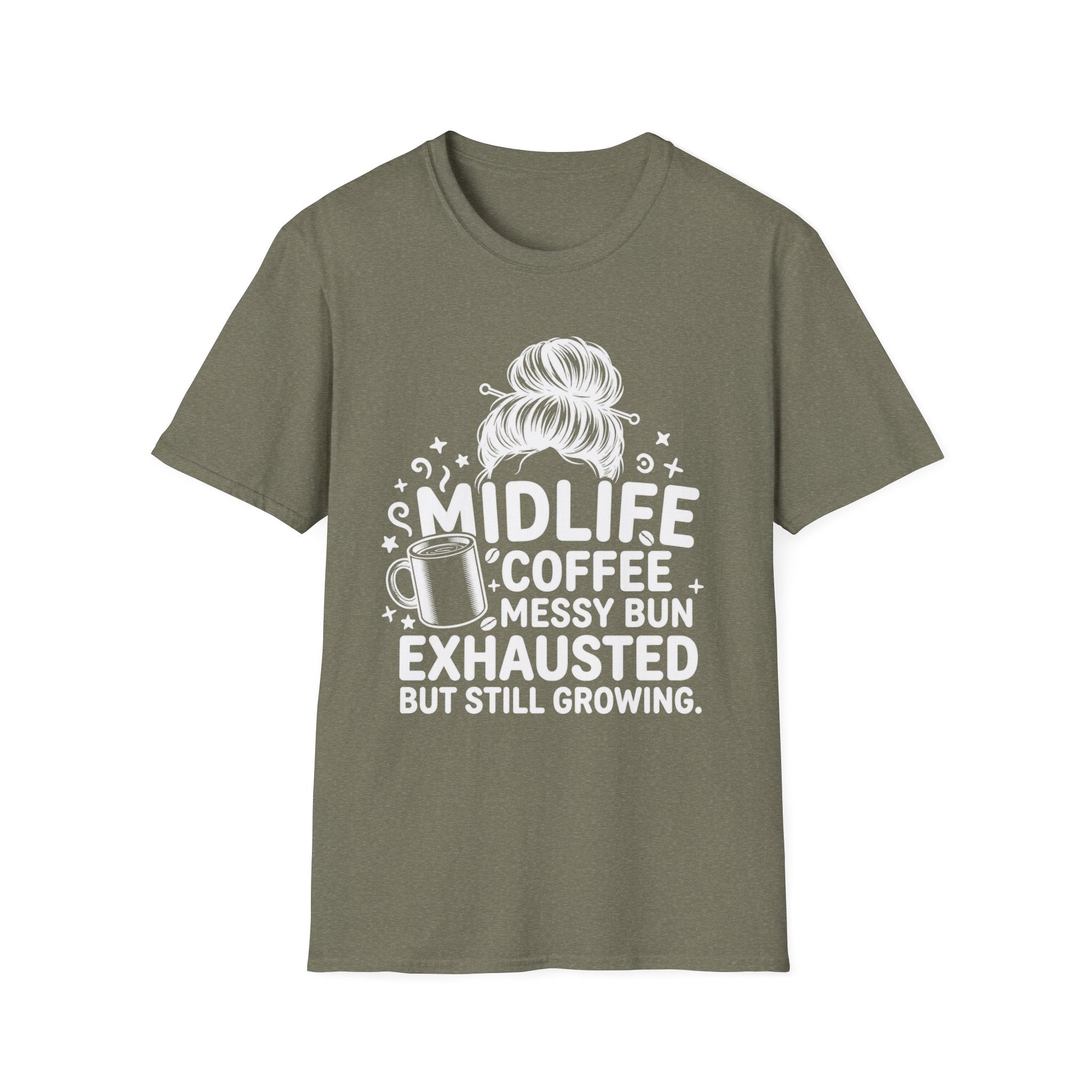 Midlife Coffee Messy Bun T-Shirt