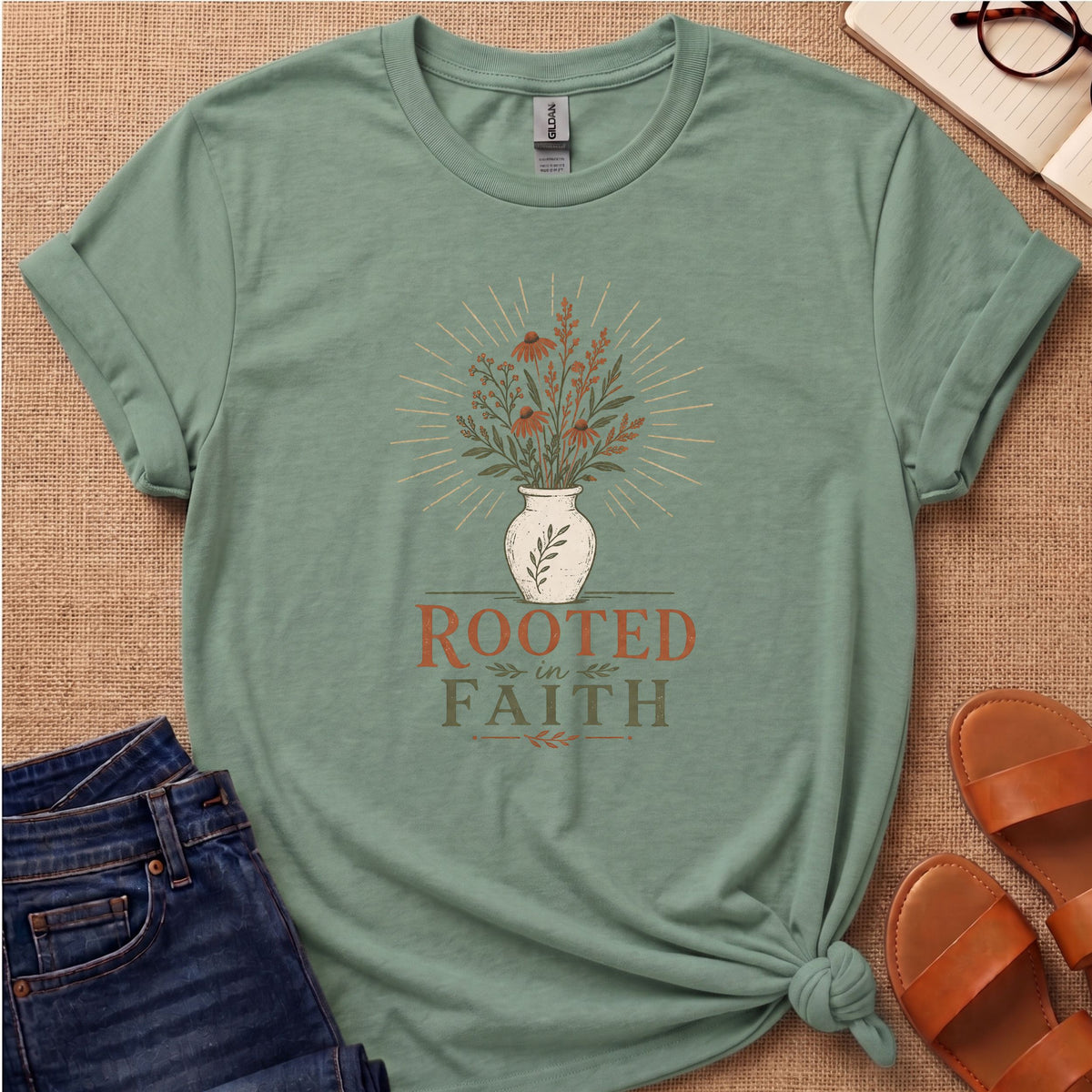 Rooted in Faith Flowers T-Shirt