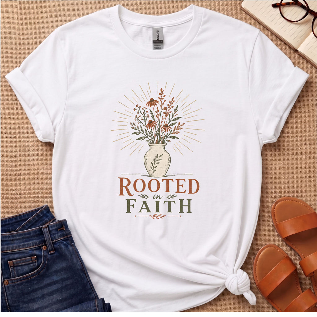 Rooted in Faith Flowers T-Shirt